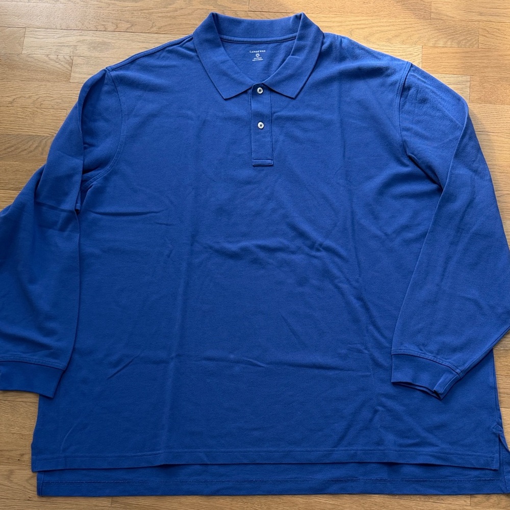 Land’s End Long sleeve Men's Blue Polo Shirt Size 4 XL Casual